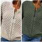 Lässige Damen Strickjacke mit Reißverschluss und hohlem Design