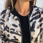 Damen-Bomberjacke mit Zebra-Print und Reißverschluss für den Herbst